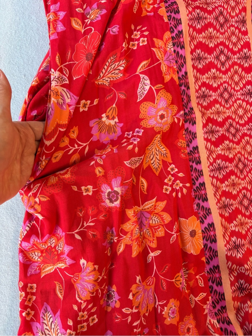 Liverpool Los Angeles Spaghetti Strap Woven Maxi Dress Red Orange Floral Sz M - Picture 7 of 12